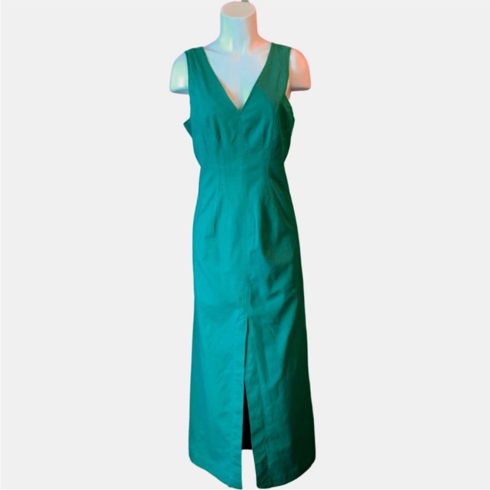 Banana Republic Green Linen-Blend Seam Bodice Maxi Dress size 10 - Picture 3 of 10